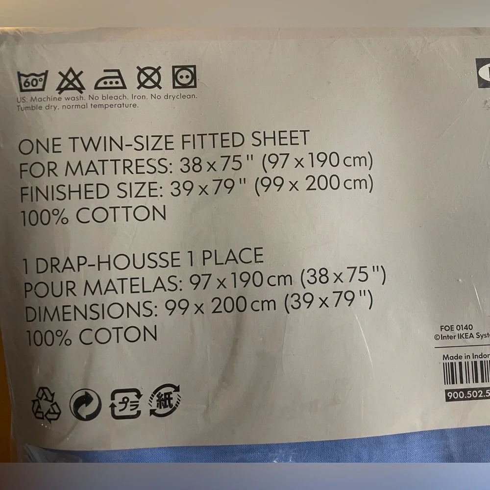 New IKEA SOVA Twin Fitted Sheet Blue Twin size BTS